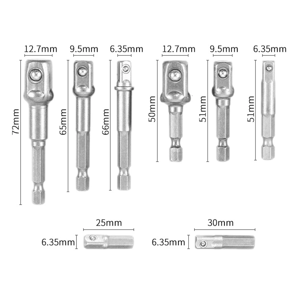 

3/8PCs Socket Adapter Set 1/4" 3/8" 1/2" Hex Shank Impact Driver Bit Set for Electric Screwdriver Air Screw