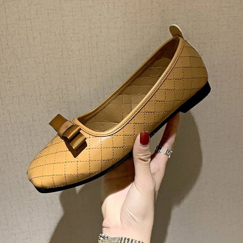 

2021 Women's Flat Shoes Square Toe Soft Bottom Ladies Fashion Loafers Slip on Women Casual Comfortable Female Footwear Plus Size