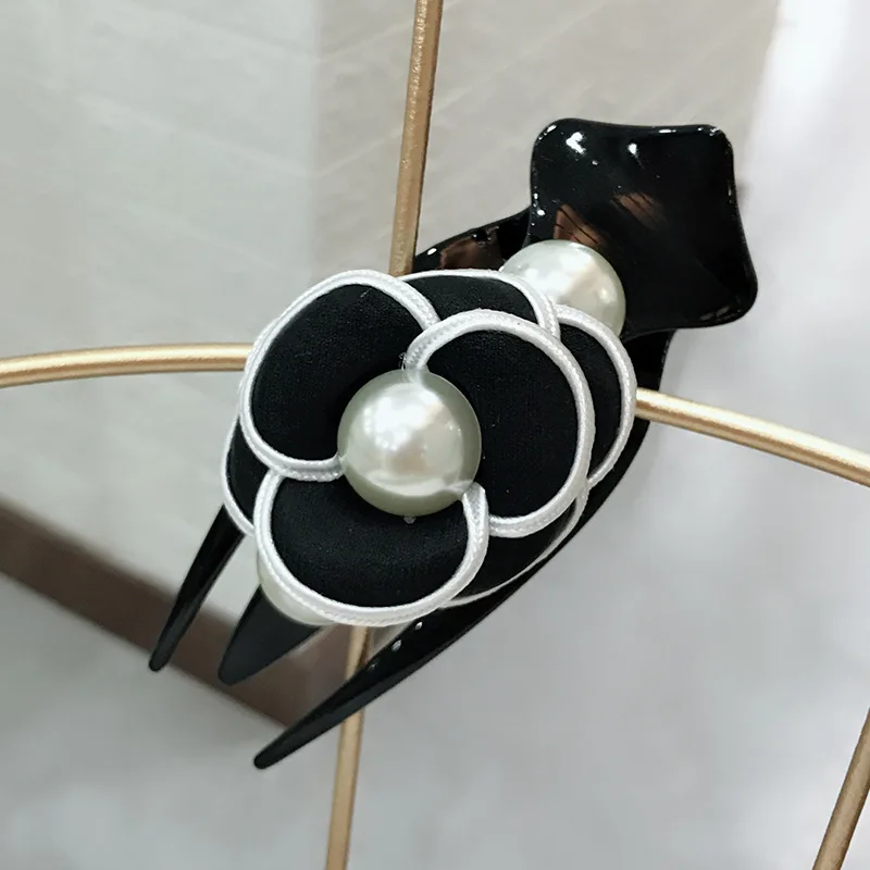 Заколка для волос женская из ткани и Кореи большой зажим с имитацией жемчуга