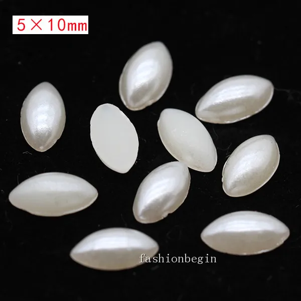 100p 5x10 navette Имитация жемчуга цвета слоновой кости для скрапбукинга, украшения для рукоделия, украшения для ногтей, изготовление свадебных открыток, сшитые бусины для одежды, разные формы - Цвет: 100p 5x10 navette