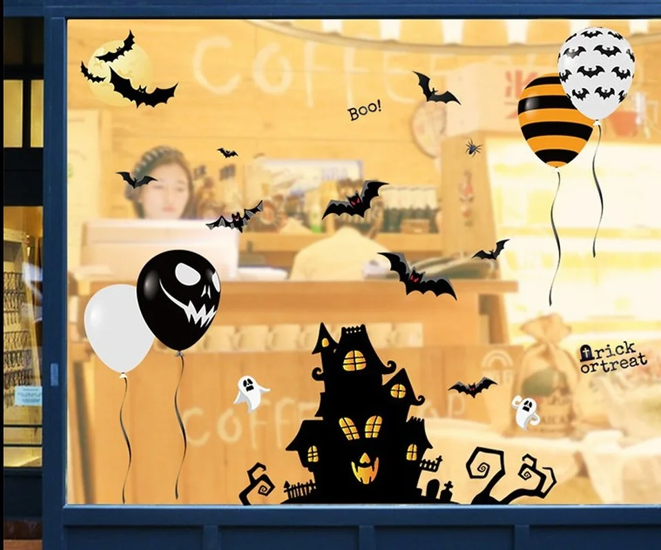 Съемная Настенная Наклейка На Хэллоуин обои с ужасами наклейка на окно в виде