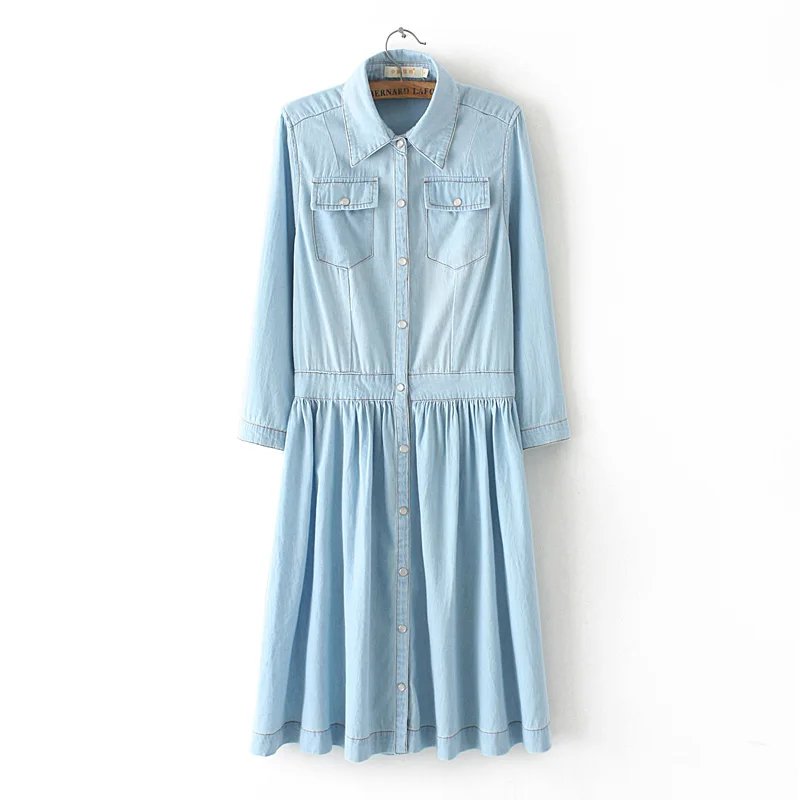 Высококачественное осеннее джинсовое платье женское элегантные весенние