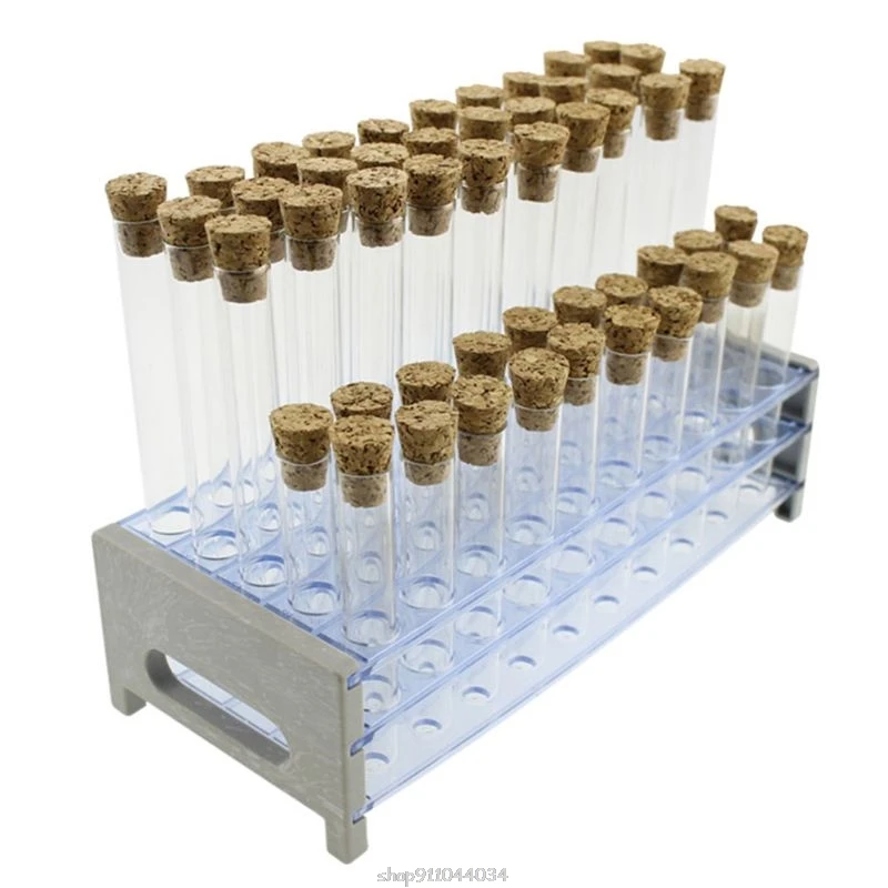 

50PCS Transparent Plastic Round Bottom Test Tube With Cork Stoppers Empty Scented tea Tubes Ja21 21 Dropship