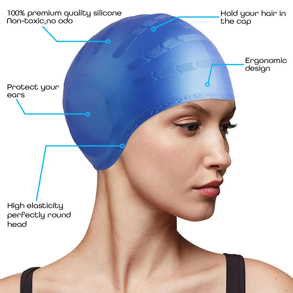 Высокая эластичная шапочка для плавания взрослых Водонепроницаемая