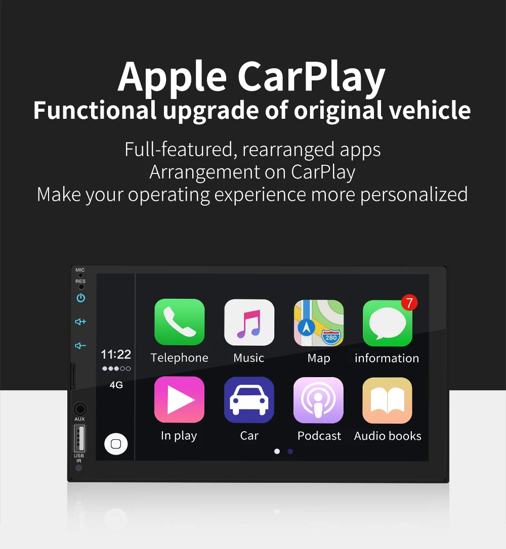 Автомагнитола 2 Din для A pple Carplay Bluetooth совместимый стереоприемник Android 7 дюймовый mp5