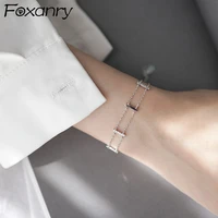 foxanry 925 stamp bracelets for women summer new trendy elegant design double layer hollow zircon bride jewelry gifts