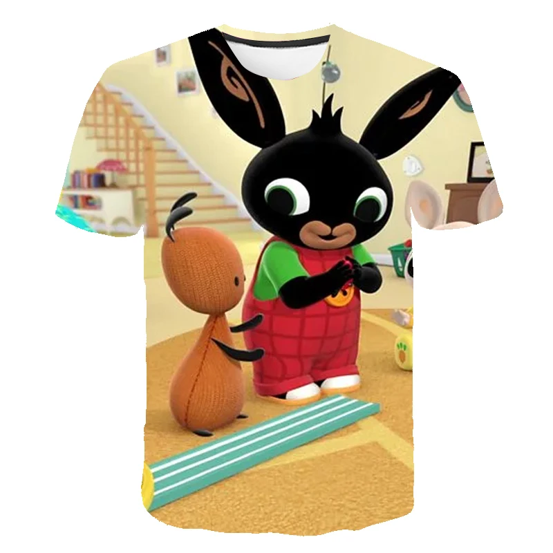 

Summer Short Sleeve 3D Graphic t shirts Bing Cartoon T Shirt For Kids O-Neck Cute Rabbit Tshirt Boys Girls Casual Tops 4-14 Year