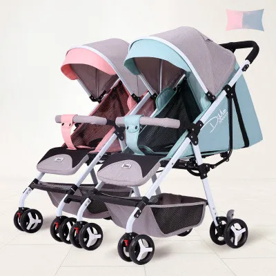 Twin Baby Stroller Lightweight Folding Can Sit Reclining Detachable Second Child Double Child Trolley Strollers for Kids