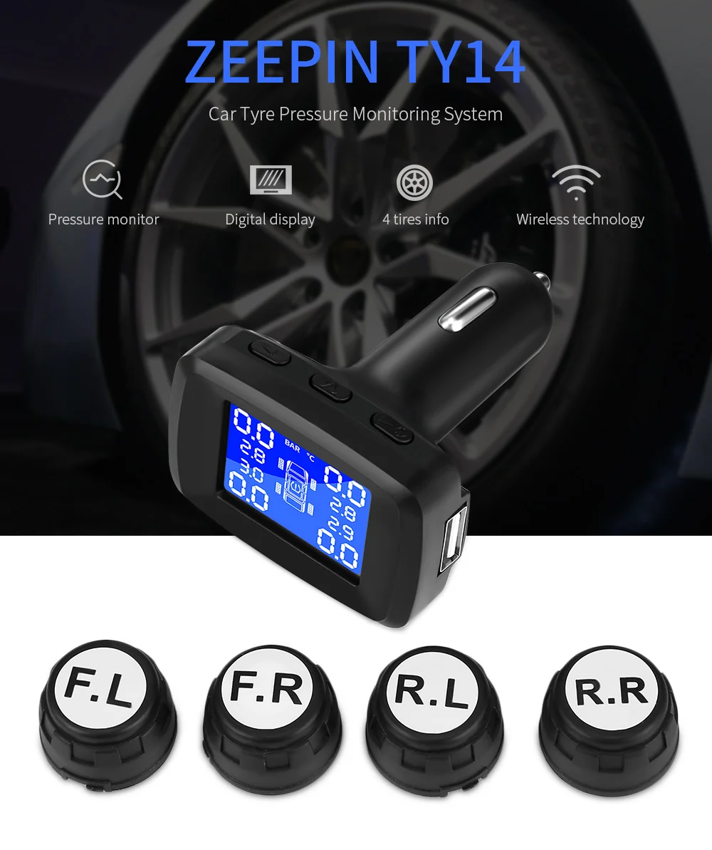 Умная Беспроводная TPMS автомобильная система контроля давления в шинах 4 внешних