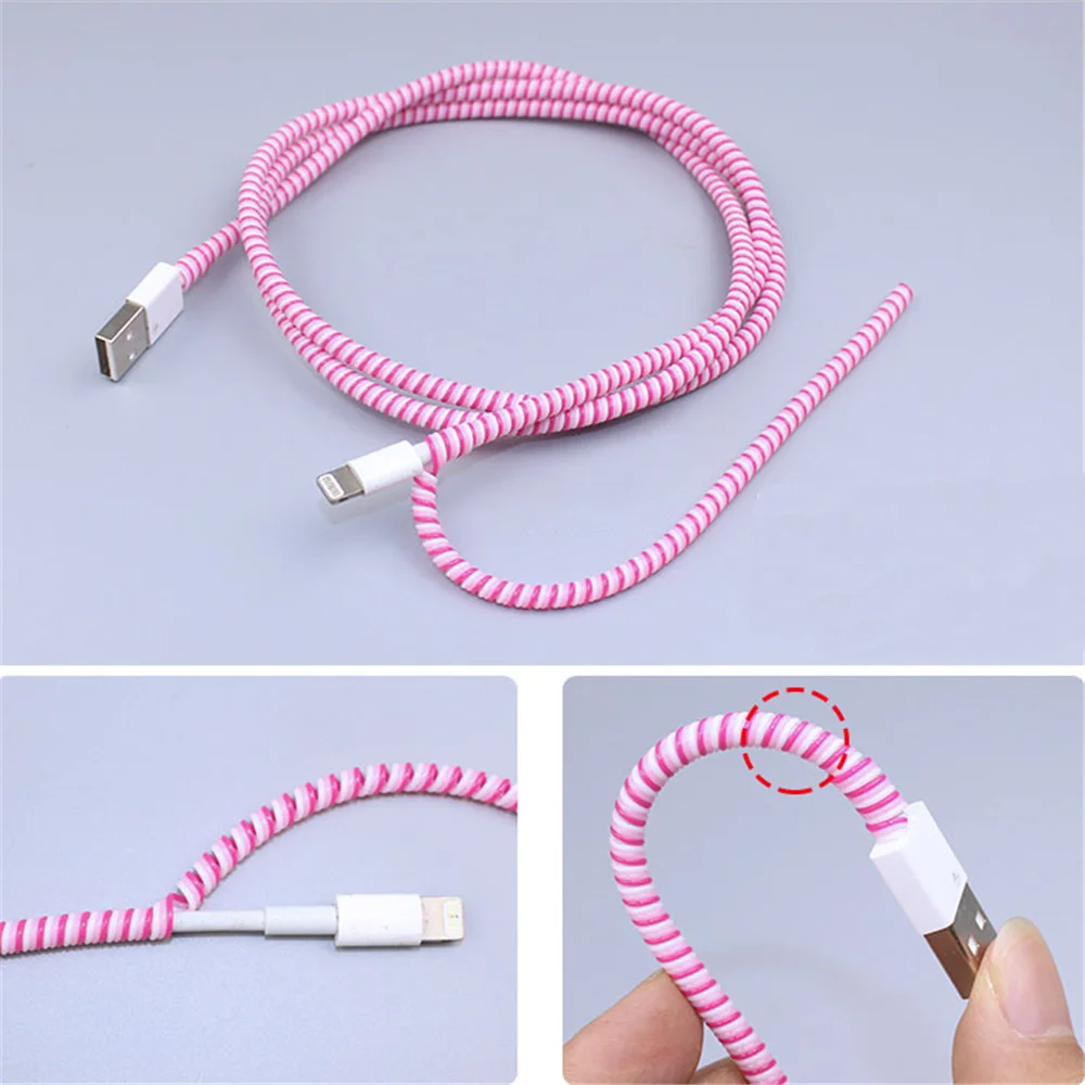 5pcs 1.4m Spiral USB Digital Cable Protector Saver Cover Wire Winder Organizer Data Line Holder Desk Accessories Set | Канцтовары для