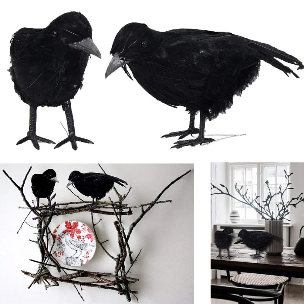 2 шт. черные вороны реквизит Хэллоуин реалистичные орнамент из пены страшное
