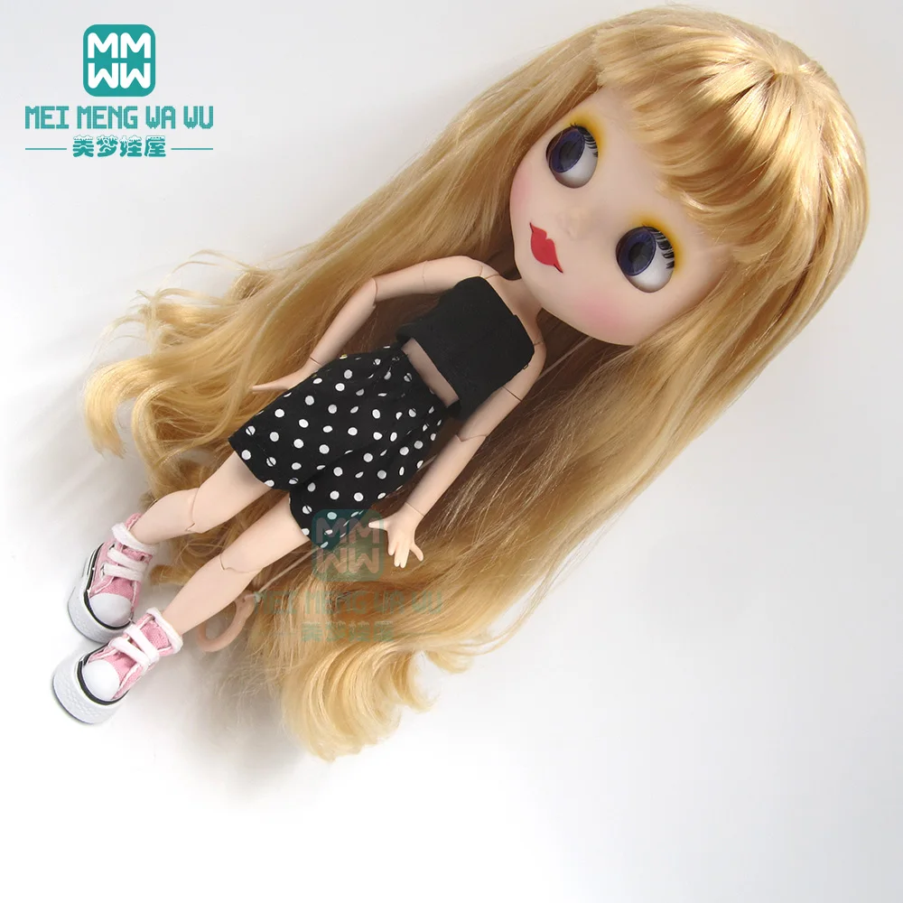 1 шт. одежда Blyth Doll модная футболка черно-белая клетчатая юбка для Blyth Azone OB23 OB24 кукла 1/6 аксессуары