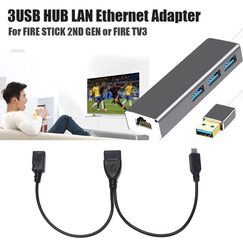 3 порта usb хаб LAN Ethernet соединитель & OTG адаптер для огня (Gen 2 4)|SmartTV-стики и тюнеры| |