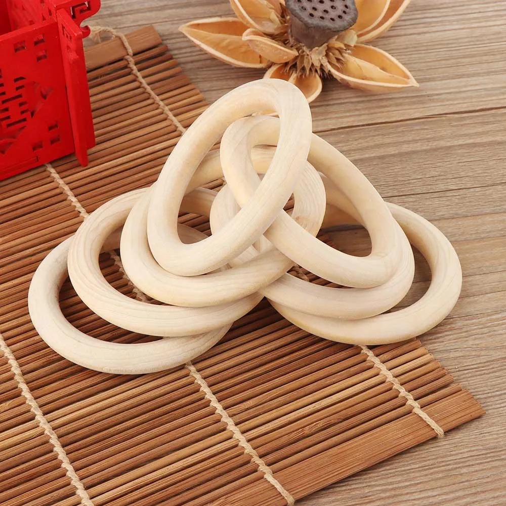 

5PCS70MMDIY Baby Wooden Pacifier Pendant Circles Rings Beads Teething Toys Let's Make Nursing Newborn Toys Ornament Connectors