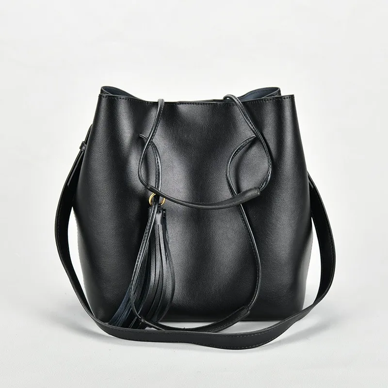 Модная женская сумка-ведро из спилка большой вместимости женские повседневные