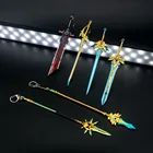 Брелки для ключей с аниме Genshin Impact Sword 20 шт.лот, брелок для ключей Zhongli, Venti, Klee, dilc, Xiao, Подарочный Брелок с лезвием из сплава