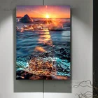 Картина из страз 5D с изображением пейзажа океана восход солнца, полностью квадратная, круглая, алмазная вышивка, мозаика, картина Стразы GG2212