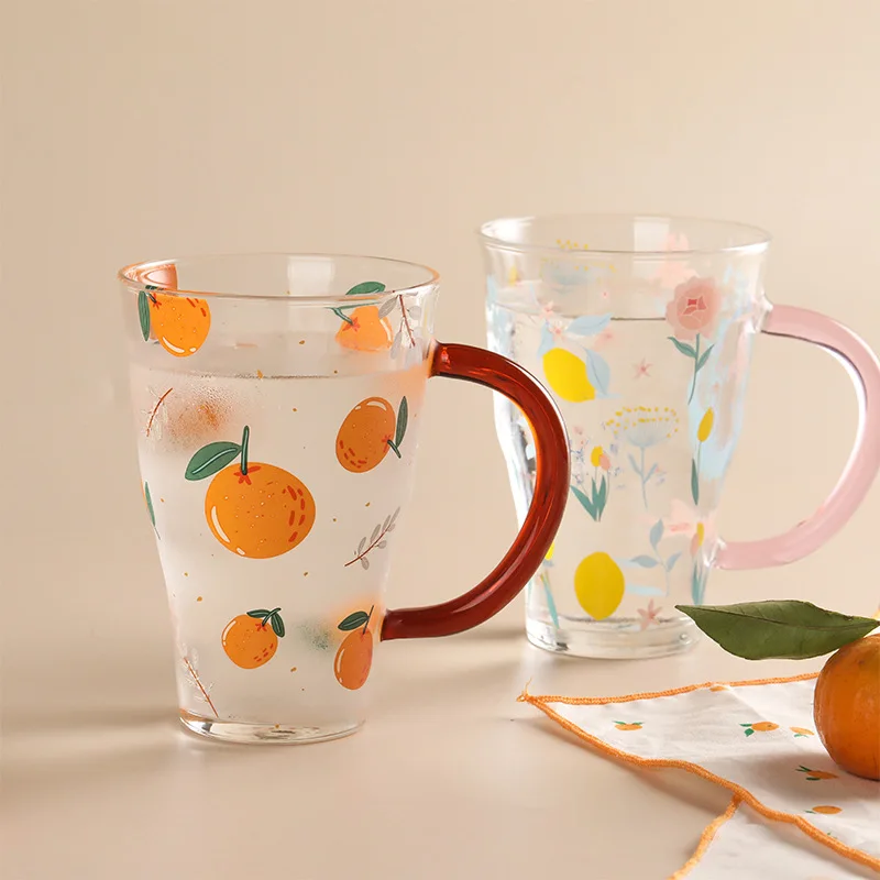 

Office glass high borosilicate belt breakfast cup high temperature resistant milk cup large capacity drink mug drinkware