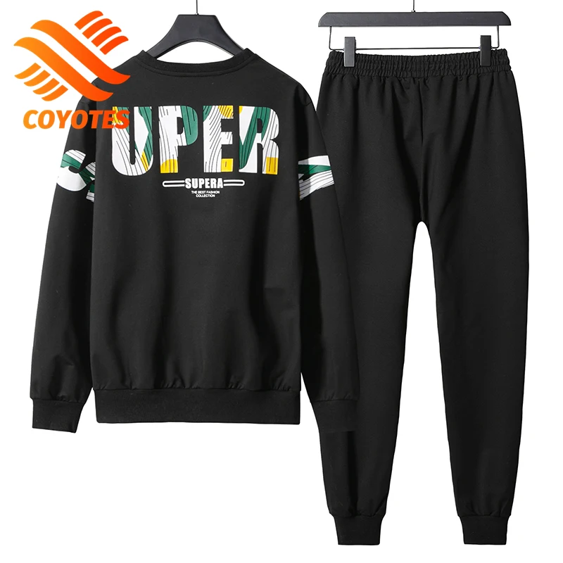 

Новые модные повседневные мужские спортивные комплекты с буквенным принтом, мужские тренировочные толстовки с капюшоном и спортивные брюк...