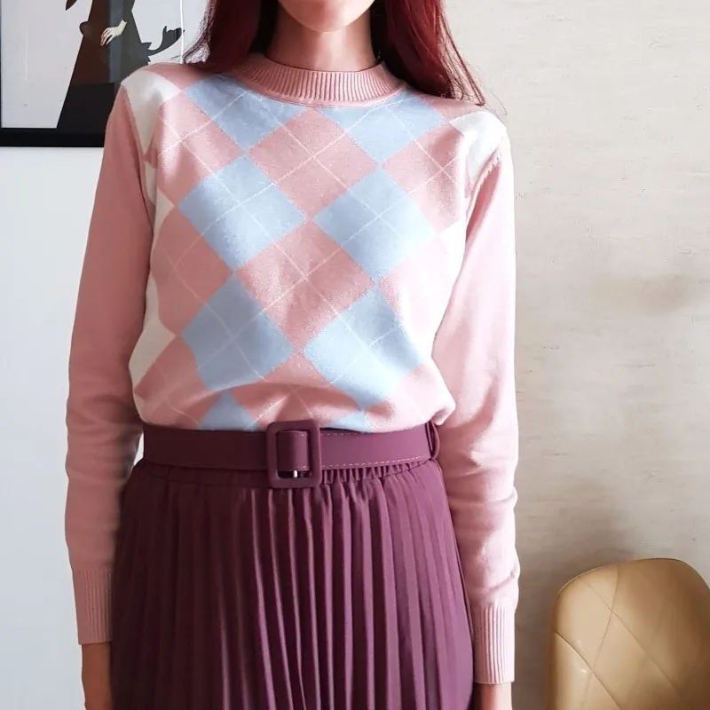 Свитер женский трикотажный GIGOGOU с круглым вырезом и длинным рукавом Осень-зима