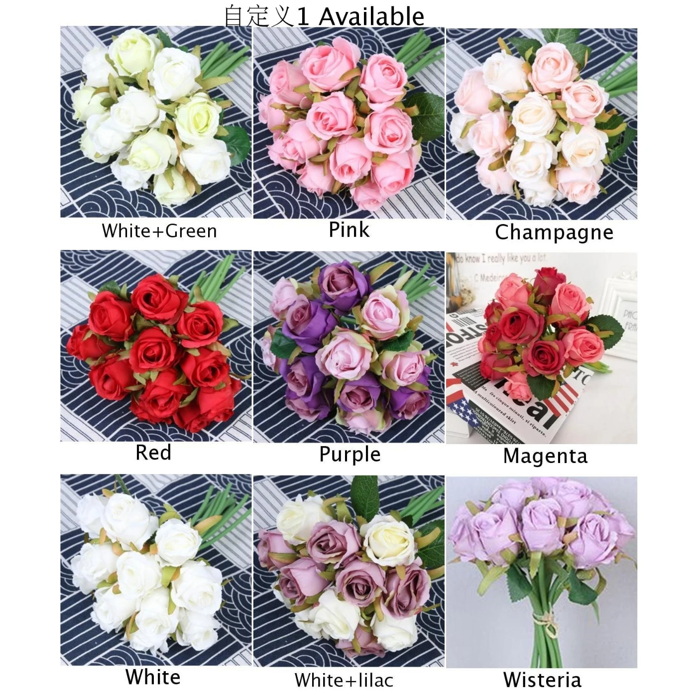 

12 Pcs/lot Craft Artificial Flowers Fake Bouquet Wreath Decoration Silk Rose New