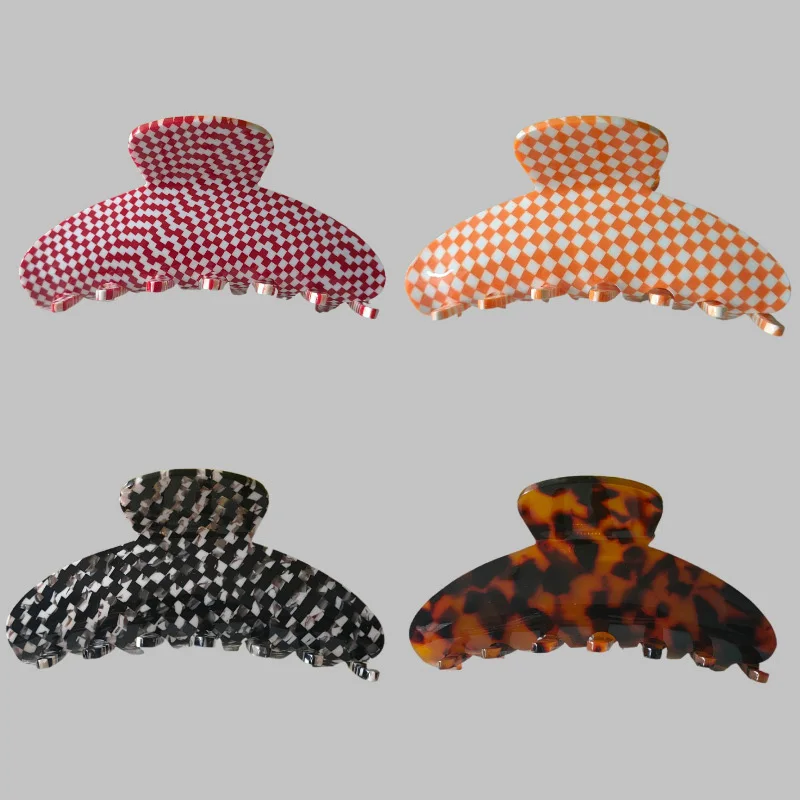 

Fashion Women Acetate Hair Claws Crab Clamps Charm Color Plaid Leopard Lady Large Size Hair Clips Headdress Hair Styling Tool