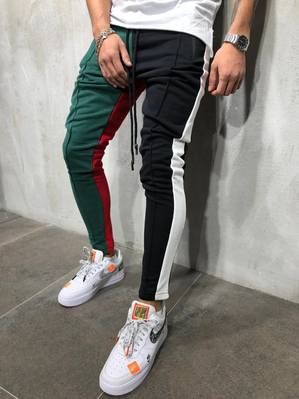 

Men's casual sports pants patchwork color hip-hop fitness pants new style