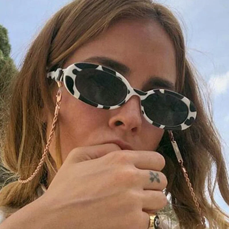 

New Personality Small Box Sunglasses Men and Women Cow Color Light Comfortable Sun Glasses for Women Weird Glasses