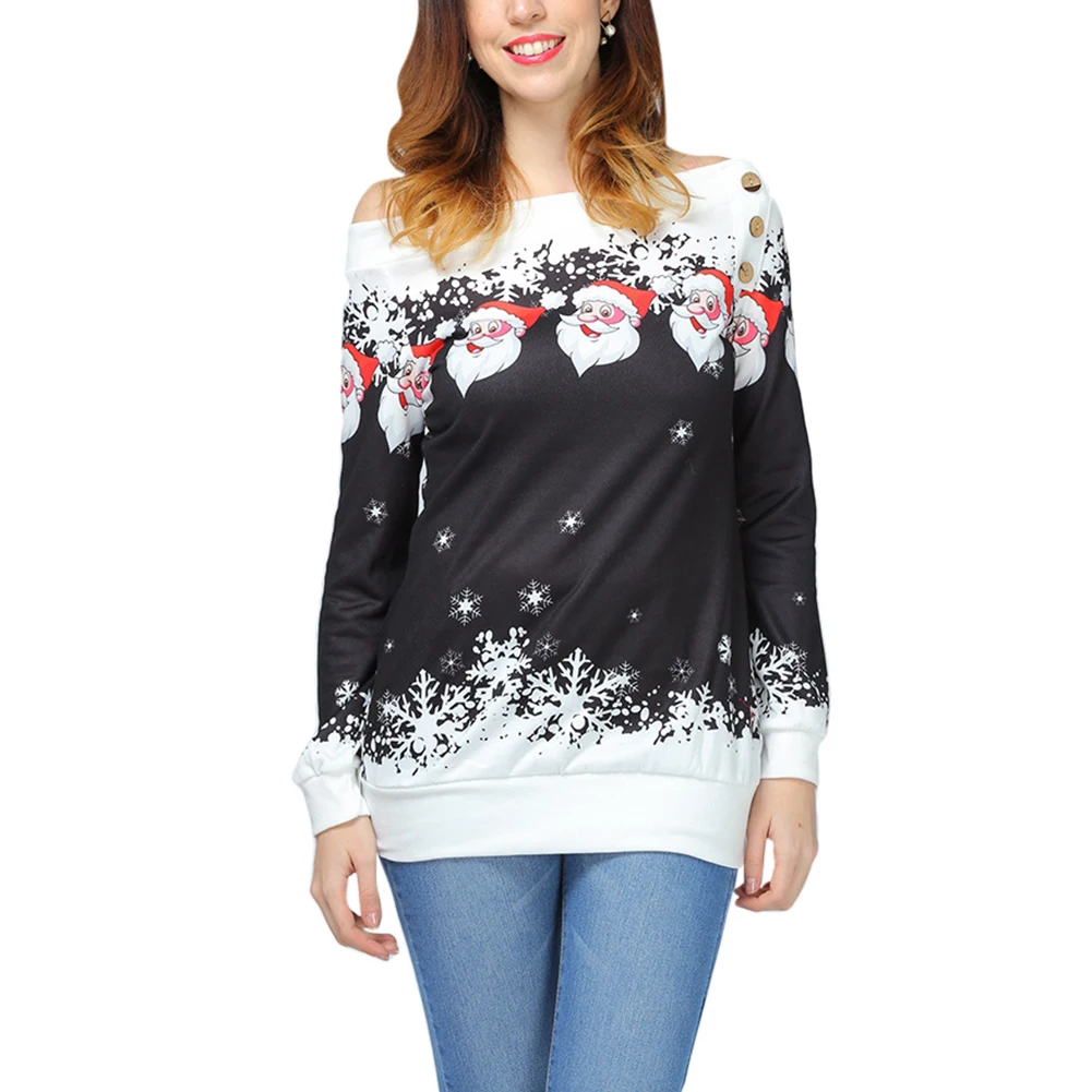 Рождественский свитер с принтом Санта Клауса Свободные толстовки Пуловер Сезон