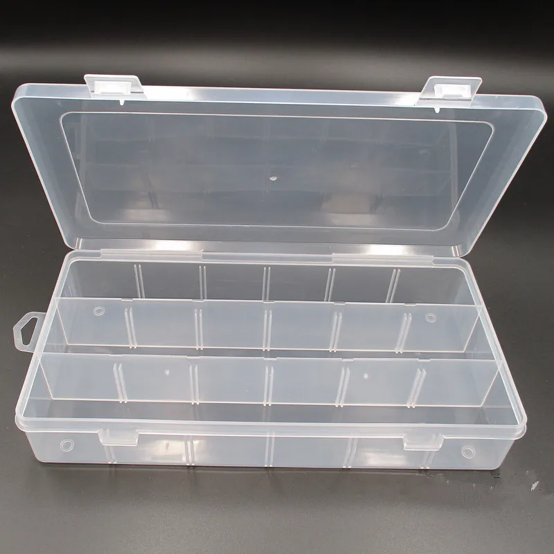 

18 compartments detachable transparent plastic storage box beaded jewellery nail art sample element hardware tool finishing box