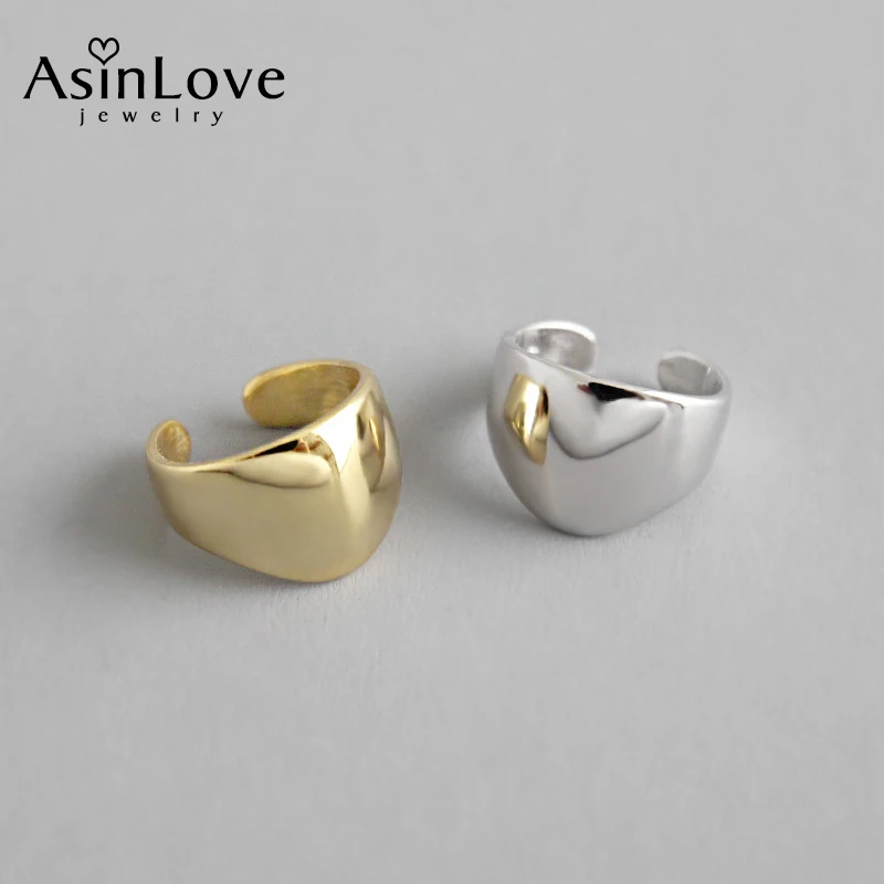 AsinLove Настоящее серебро 925 пробы широкая блестящая заколка модные серьги ручной