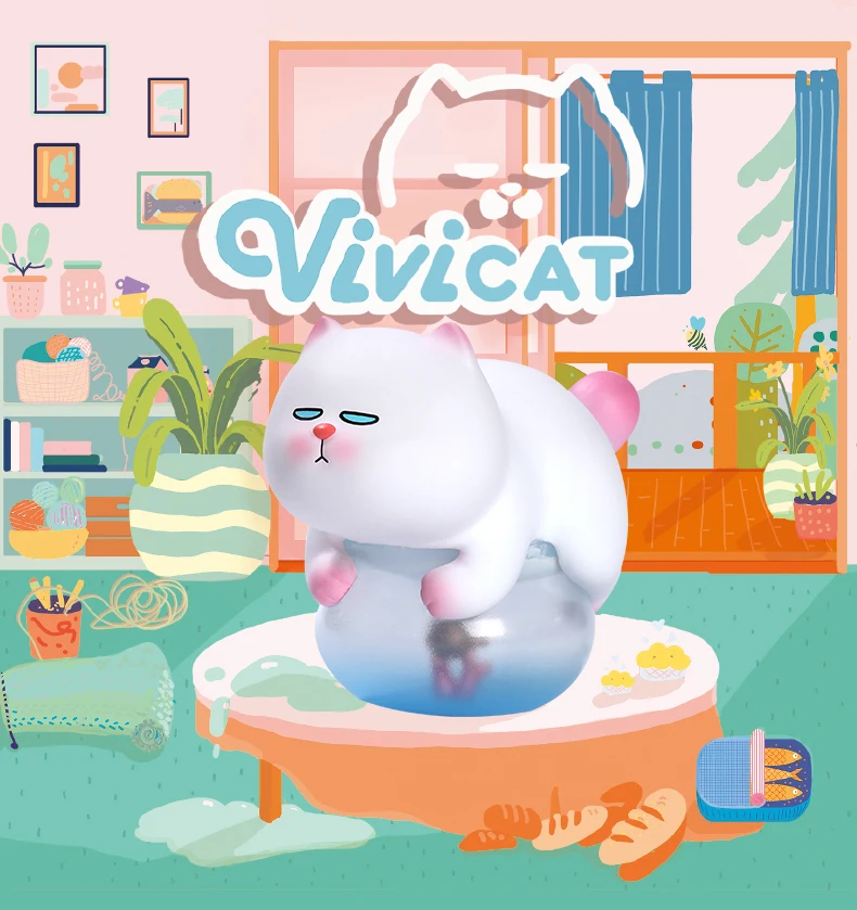 POPMART VIVI кошка лениво лежа, кошка серии глухая коробка Кукла бинарная фигурка подарок на день рождения детская игрушка