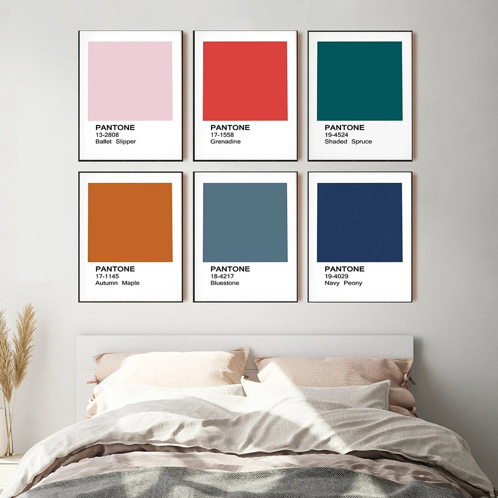 

Pantone Color Wall Art Decor Prints Poster Pink Yellow Green Blue Minimalist Canvas Painting for Living Room Decorative Home
