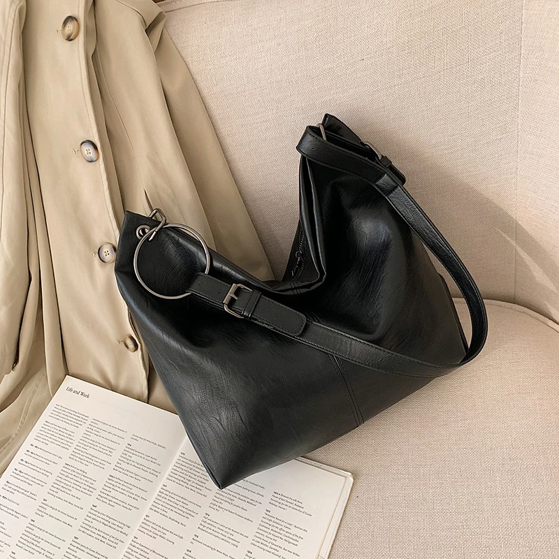 Модная сумка через плечо для женщин 2020 Большая вместительная одноцветная