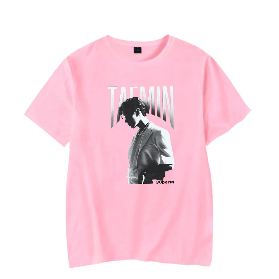 pink TAEMIN Kpop Super T-shirts Streetwear Summer Fashion Hip Hop Men Women T Shirts O-neck Homme Tee Shirt Short Sleeve T-shirt Tops - Цвет: pink