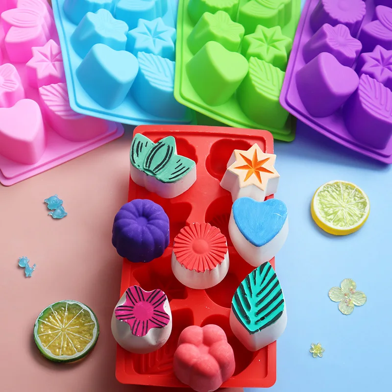 

8 Hole Heart Leaf Flower Silicone Soap DIY Mold Cake Baking Pan Muffin Cup Cupcake Chocolate Mold 3d Soap Mold Soap Making Mould
