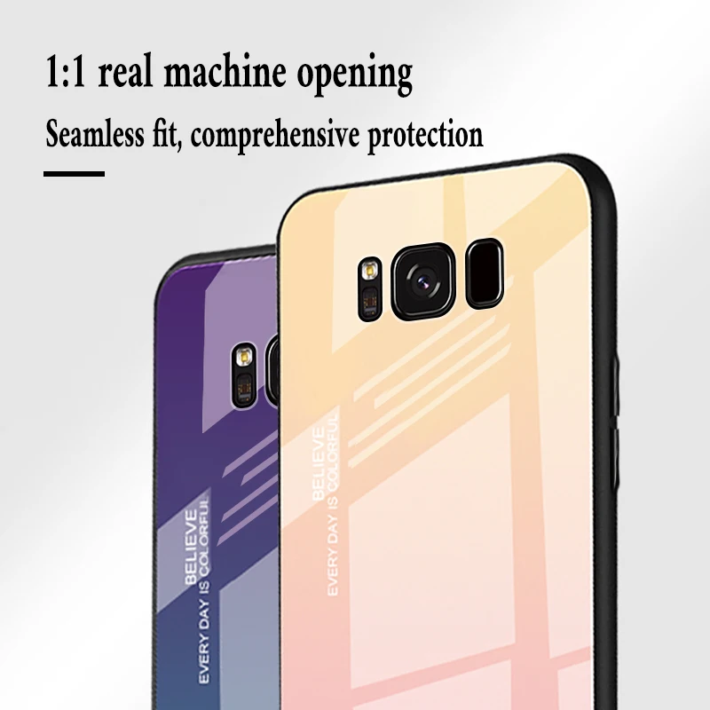 Роскошный градиентный чехол из закаленного стекла для samsung s10 s8 s9 Plus Note 10 Pro 9 8
