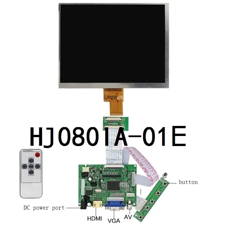 

Latumab 8 inch IPS 1024*768 tablet HD screen LCD display HJ080IA-01E HE080IA-01D Driver Board HDMI Control Monitor For Raspberry