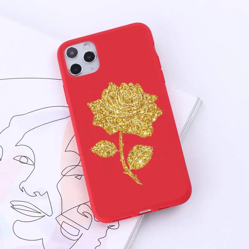 

Golden leaf flower love leopard print Phone Case Candy Color for iPhone 6 7 8 11 12 s mini pro X XS XR MAX Plus