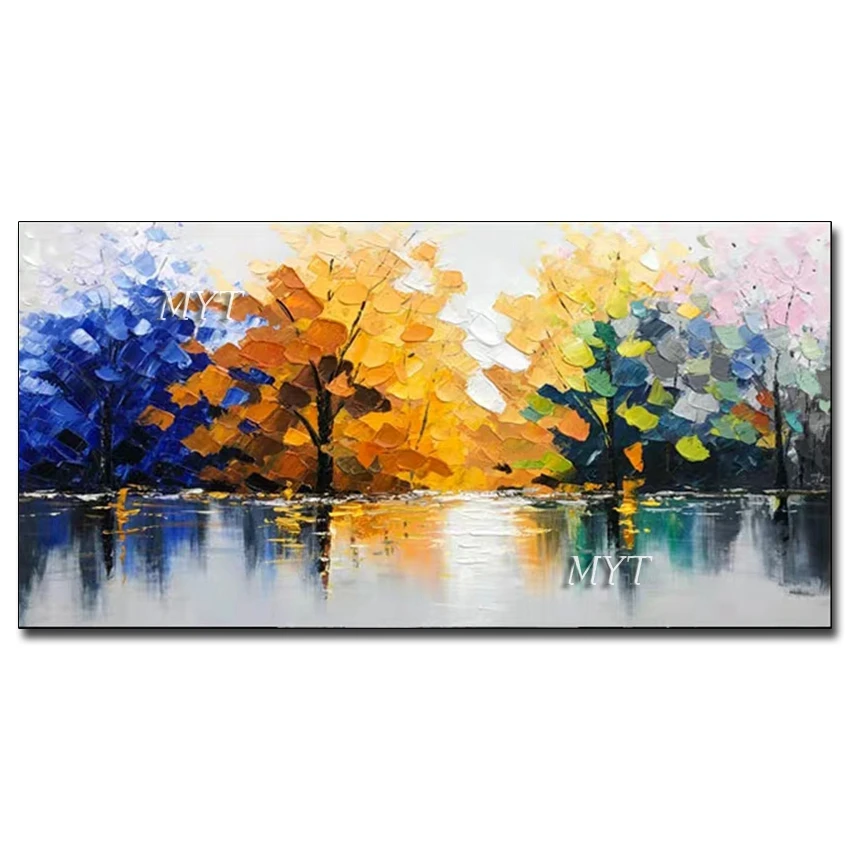 

Картина маслом на холсте, без рамки, ручная роспись, река, дерево, 100%