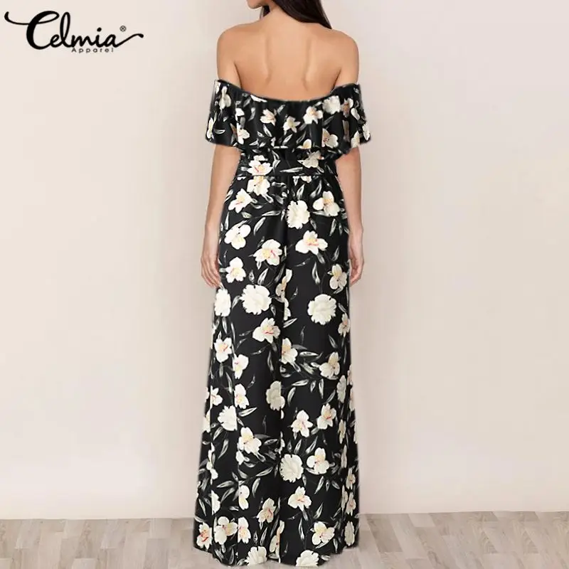 Платье Celmia женское с цветочным принтом пикантный длинный сарафан открытыми