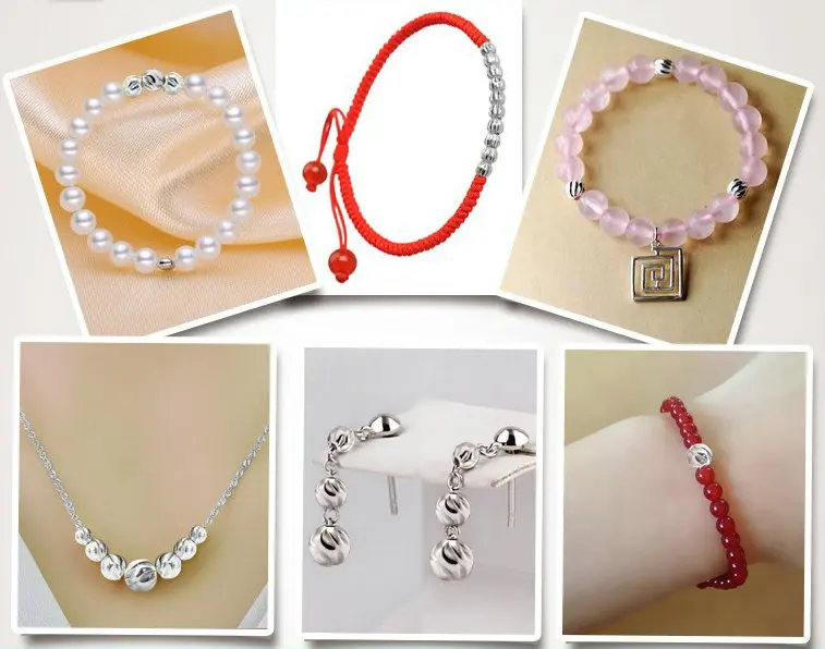 Круглые бусины-разделители из серебра 925 пробы подходят для изготовления