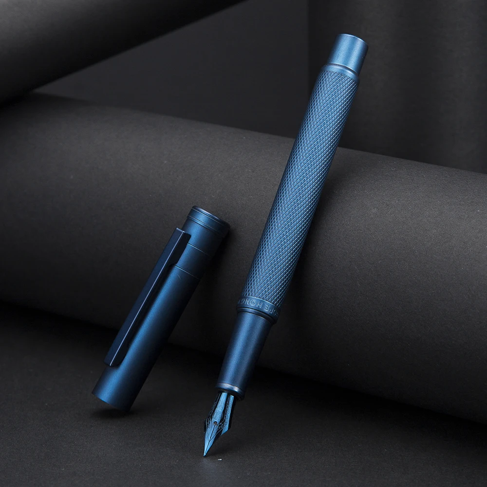 

New Hongdian Dark Blue Forest Metal Fountain Pen Blue Nib EF/F/Bent Beautiful Tree Texture Excellent Writing Business Office Pen