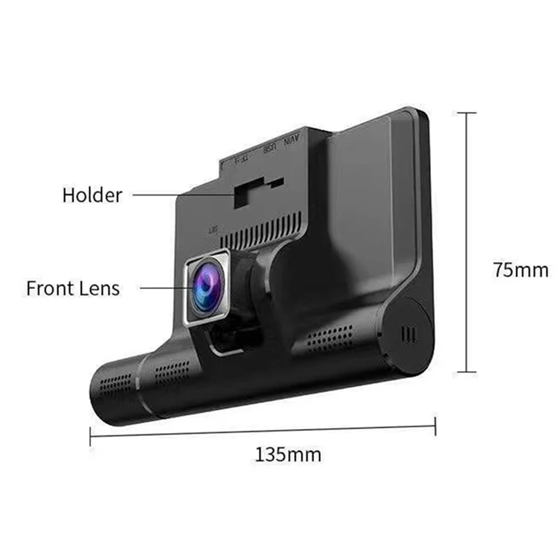 

Car DVR 3 Lens 4.0-Inch Sn Full HD 1080P, After Connecting the Step-Down Cable, Parking Can Be Monitored