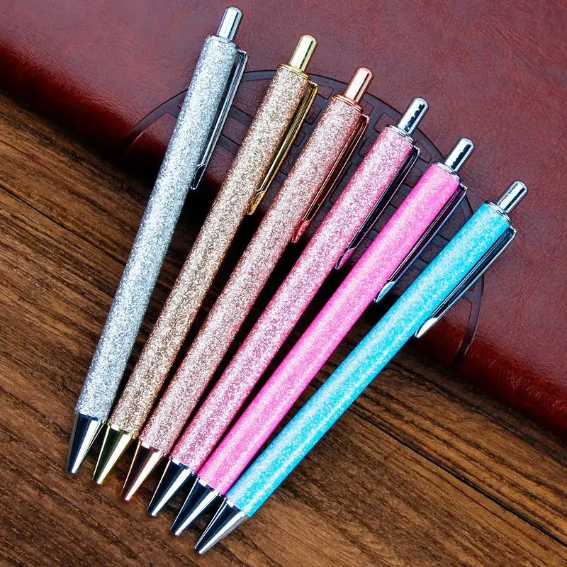 

Metal Ballpoint Pen Pressing Jumping Ballpoint Pen High-grade Glitter Powder Shell Pen Stationery Gift Office School Stationery