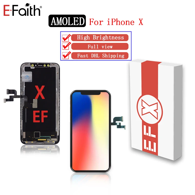 5 шт./лот EFaith светодиодный экран с ЖК дисплеем Amoled для iPhone X XR XS Max Сенсорная