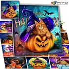 Алмазная живопись 5D сделай сам, Хэллоуин, кот, полная Алмазная мозаика, вышивка крестиком, домашний декор, художественное ремесло pintura diamante