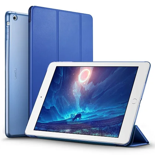 Чехол для iPad воздуха, ESR ура Цвет PU прозрачная задняя Ultra Slim Light Вес Trifold Смарт чехол для iPad воздуха/5 - Цвет: Navy Blue