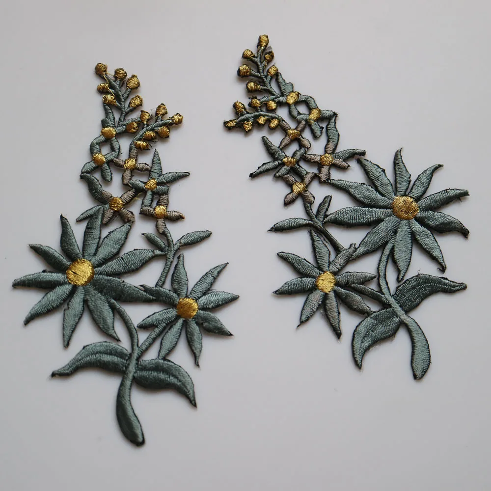 1 пара глажка Цветочная вышитая нашивка для одежды железные вышитые наклейки