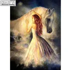 Алмазная вышивка крестиком женщина лошадь полная квадратная Алмазная вышивка мозаика 3D Стразы алмазная живопись Хрустальное украшение девушка